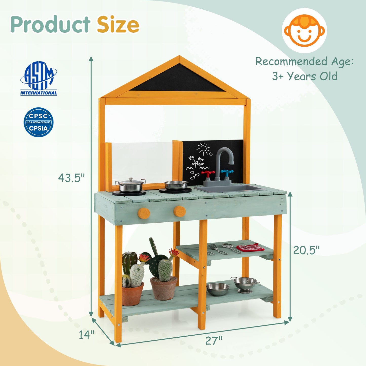 Juego de cocina para niños con maceta de visualización de raíces y grifo