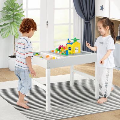 3-in-1 Wooden Kids Table with Storage and Double-Sided Top
