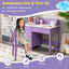Ensemble de mobilier d'écriture en bois pour enfants avec tiroir et rangement - Violet