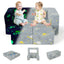 Sofá de Juego para Niños con Otomana y Funda Lavable - Gris