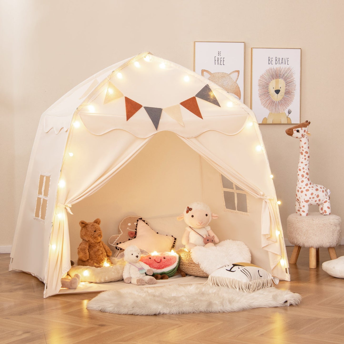 Kids Play Tent Bed Tent with String Lights - Extra Large Playhouse