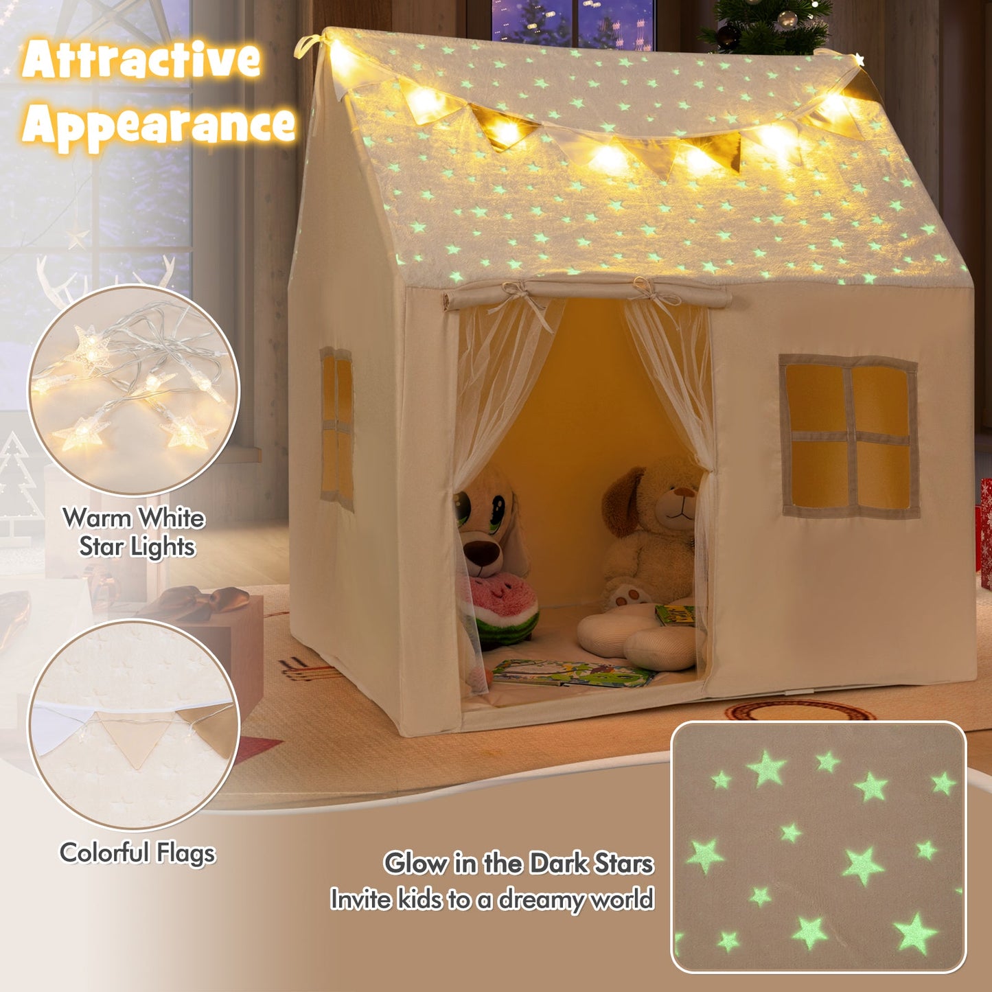 Tienda de Juego para Niños Gbruno - Casa de Juego Grande con Estrellas que Brillan en la Oscuridad
