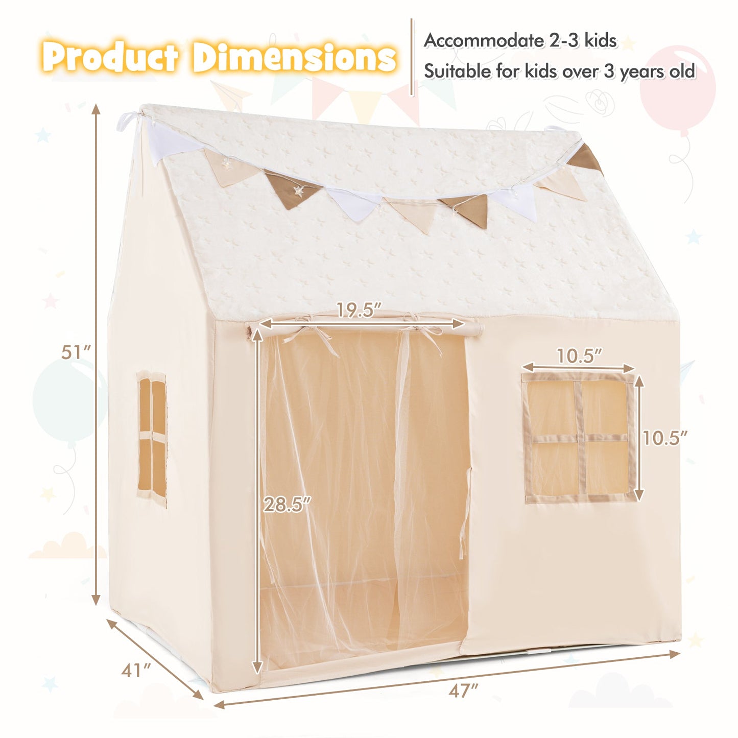 Tienda de Juego para Niños Gbruno - Casa de Juego Grande con Estrellas que Brillan en la Oscuridad