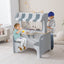 Double Sided Kids Pretend Kitchen Playset with 2-Seat Cafe - Gray
