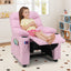 Sillón Reclinable para Niños con Portavasos y Reposapiés - Rosa Claro