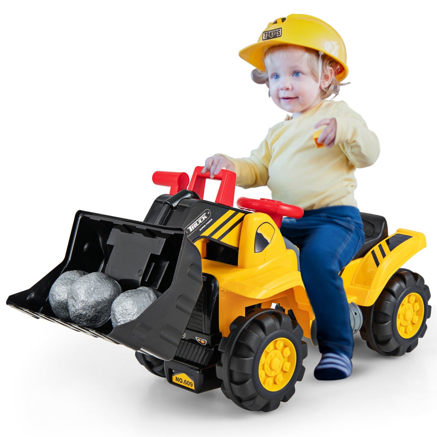 Kids Ride On Bulldozer Toy Truck with Adjustable Bucket