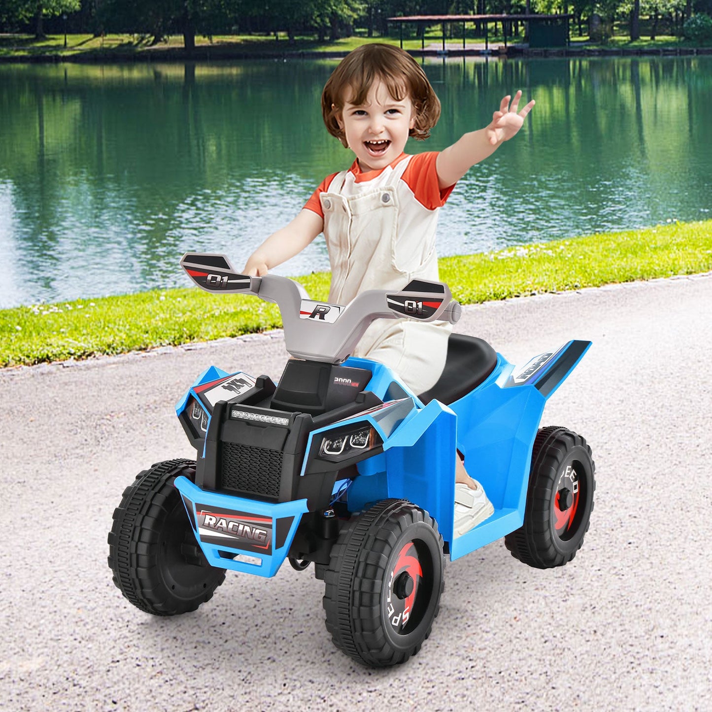 Kids Ride On ATV 4 Wheeler Quad Toy Car - Blue