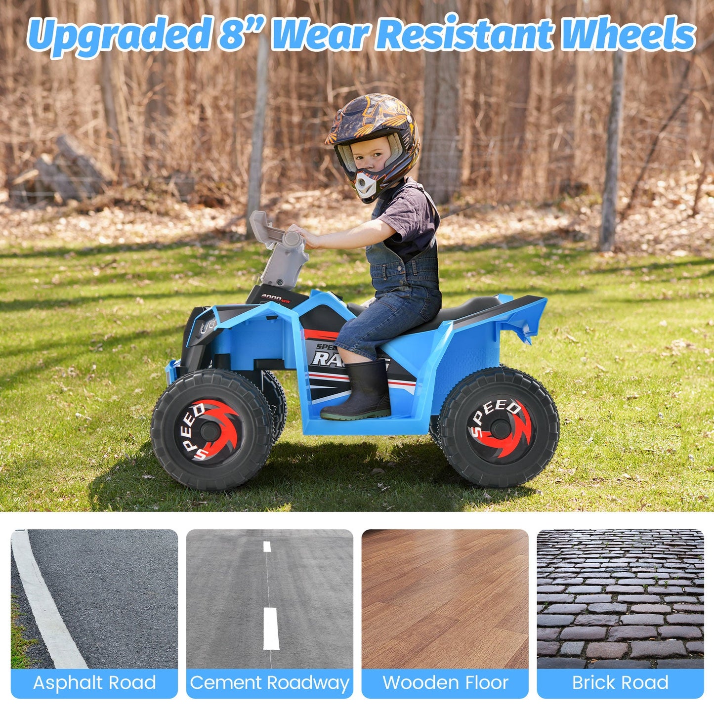 Kids Ride On ATV 4 Wheeler Quad Toy Car - Blue
