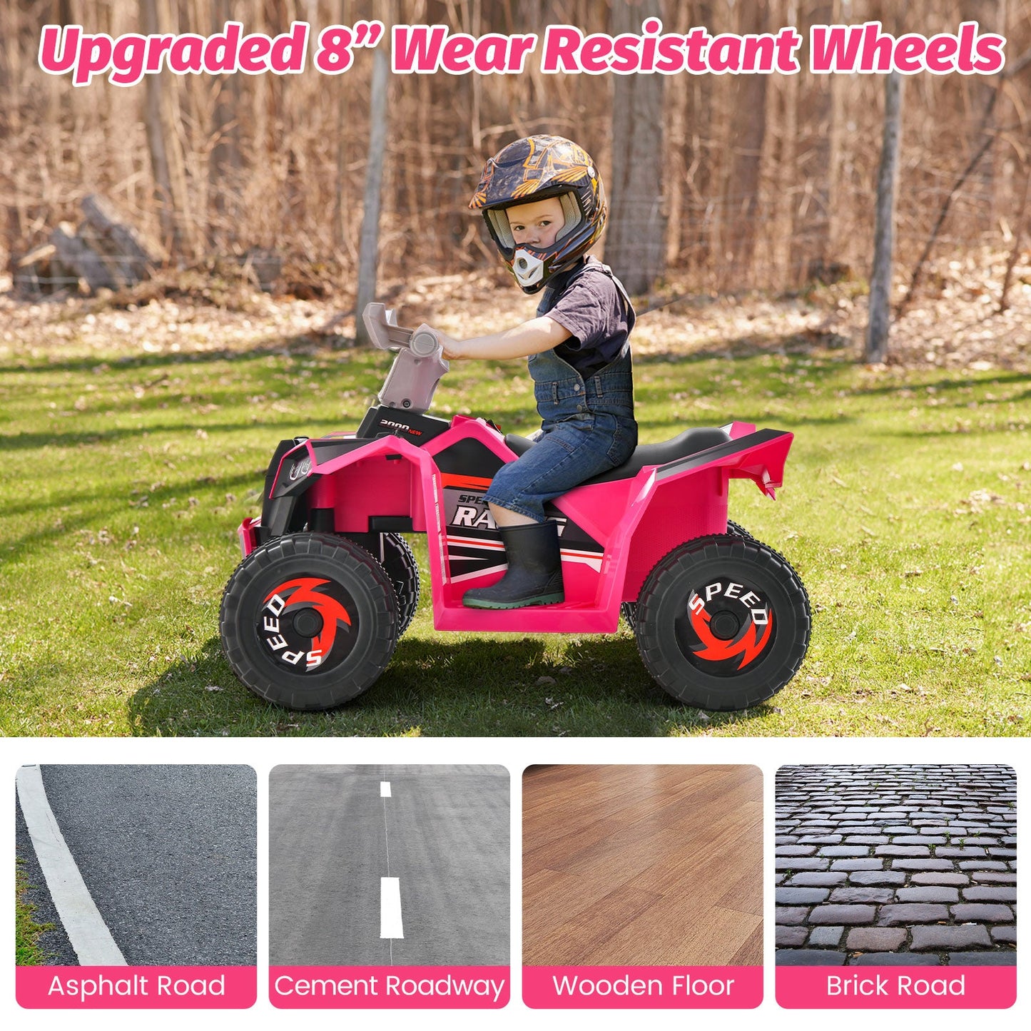 Kids Ride-On ATV 4 Wheeler Quad Toy Car - Pink