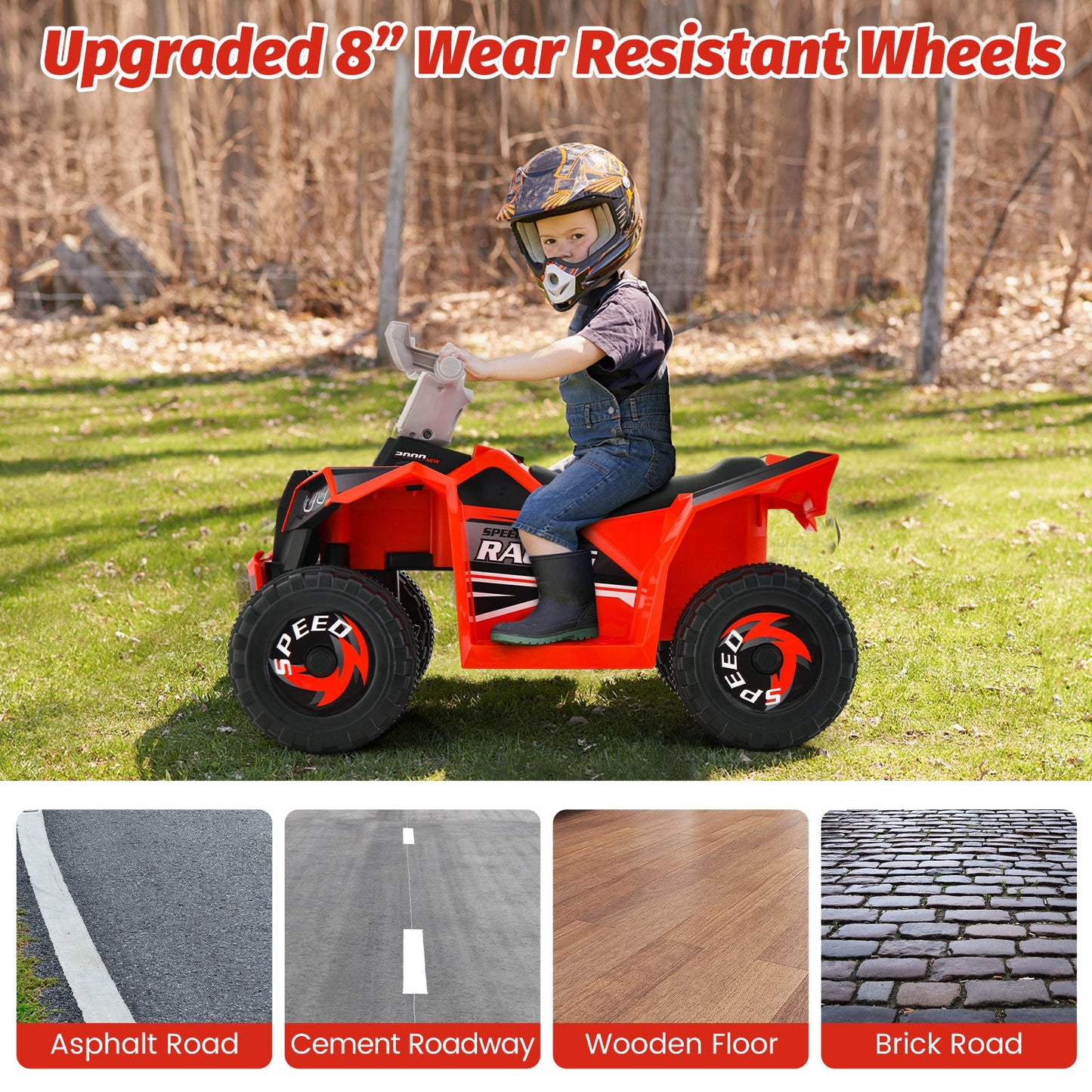 Kids Ride-On ATV 4 Wheeler Quad Toy Car - Red
