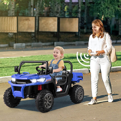Camion-benne électrique pour enfants 2 places - Bleu