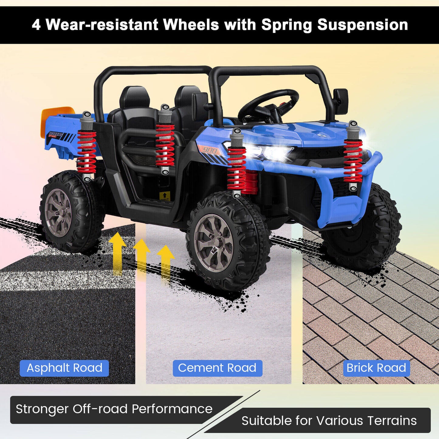 2-Seater Kids Ride On Dump Truck with Dump Bed - Blue