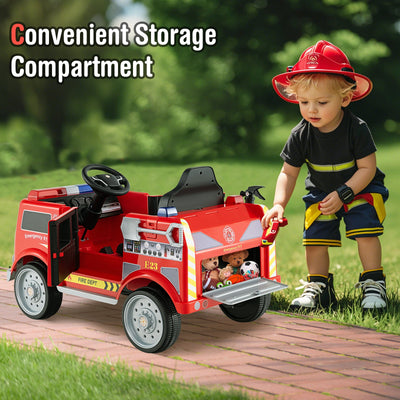 Kids Ride-On Fire Truck with Remote Control - Red