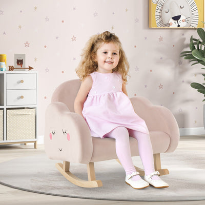 Rocking Chair pour Tout-Petit Rembourré avec Pieds en Bois Massif - Rose