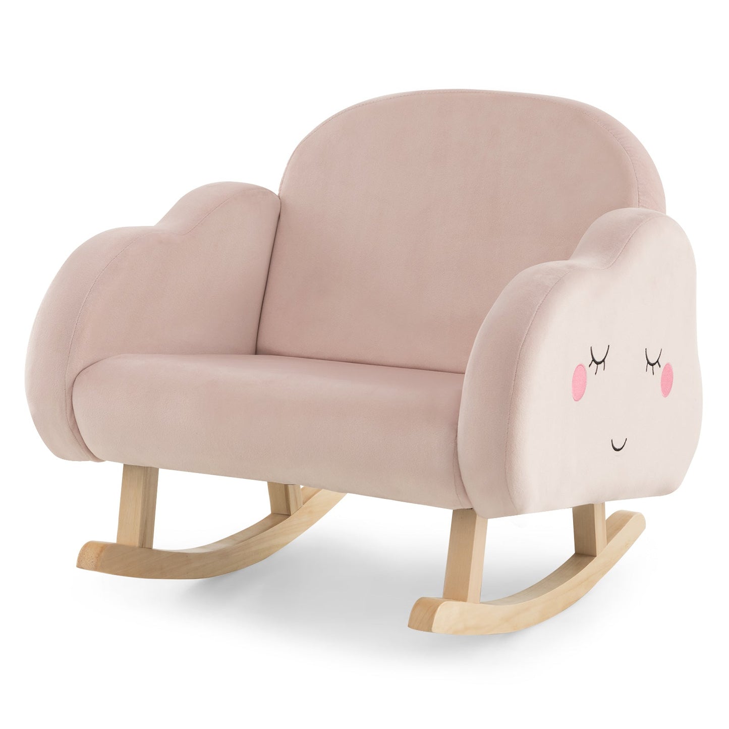 Rocking Chair pour Tout-Petit Rembourré avec Pieds en Bois Massif - Rose