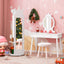 Conjunto de Mesa y Taburete de Tocador de Princesa para Niños - Blanco
