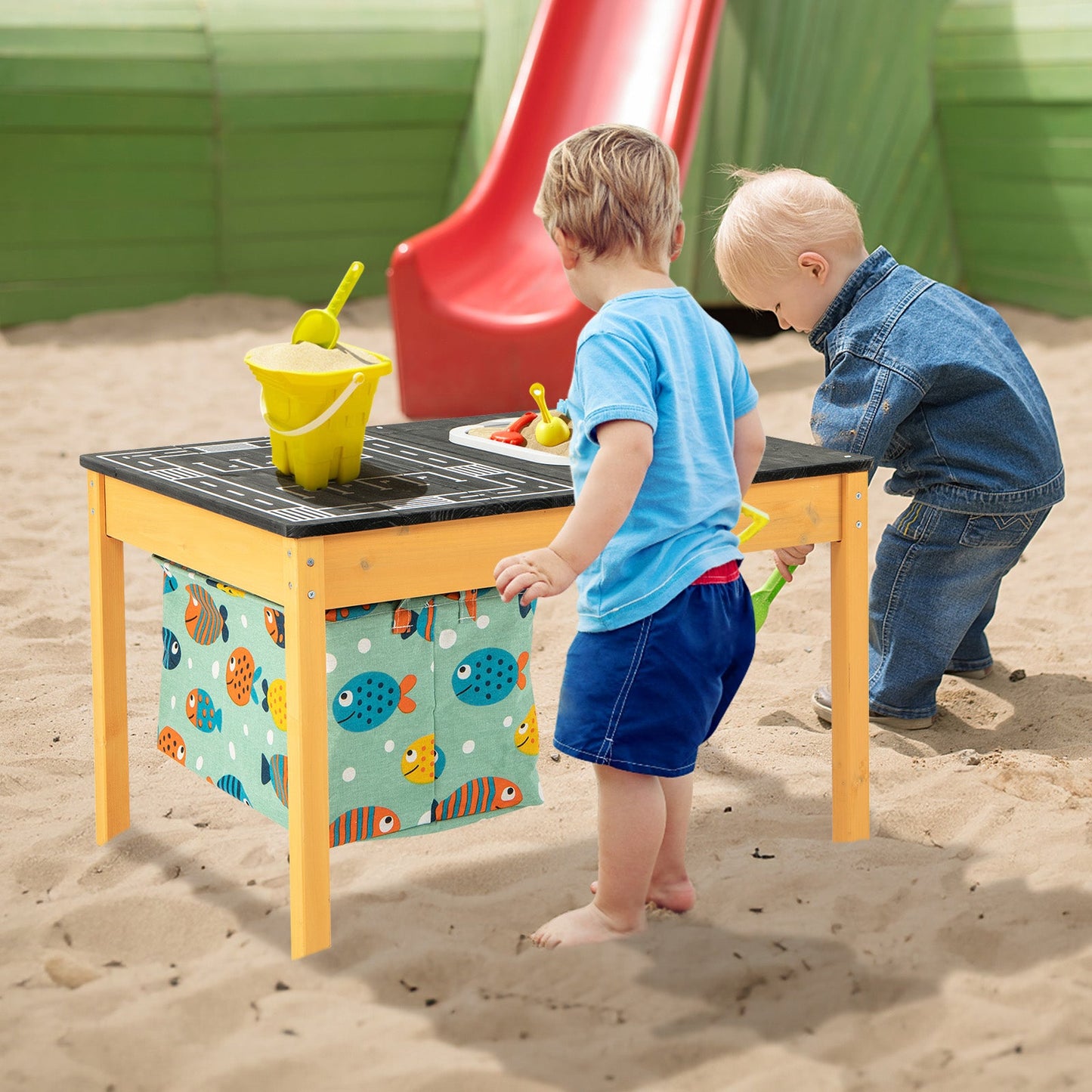 Mesa de Actividades de Arena y Agua para Niños 3 en 1 con Contenedor de Almacenamiento