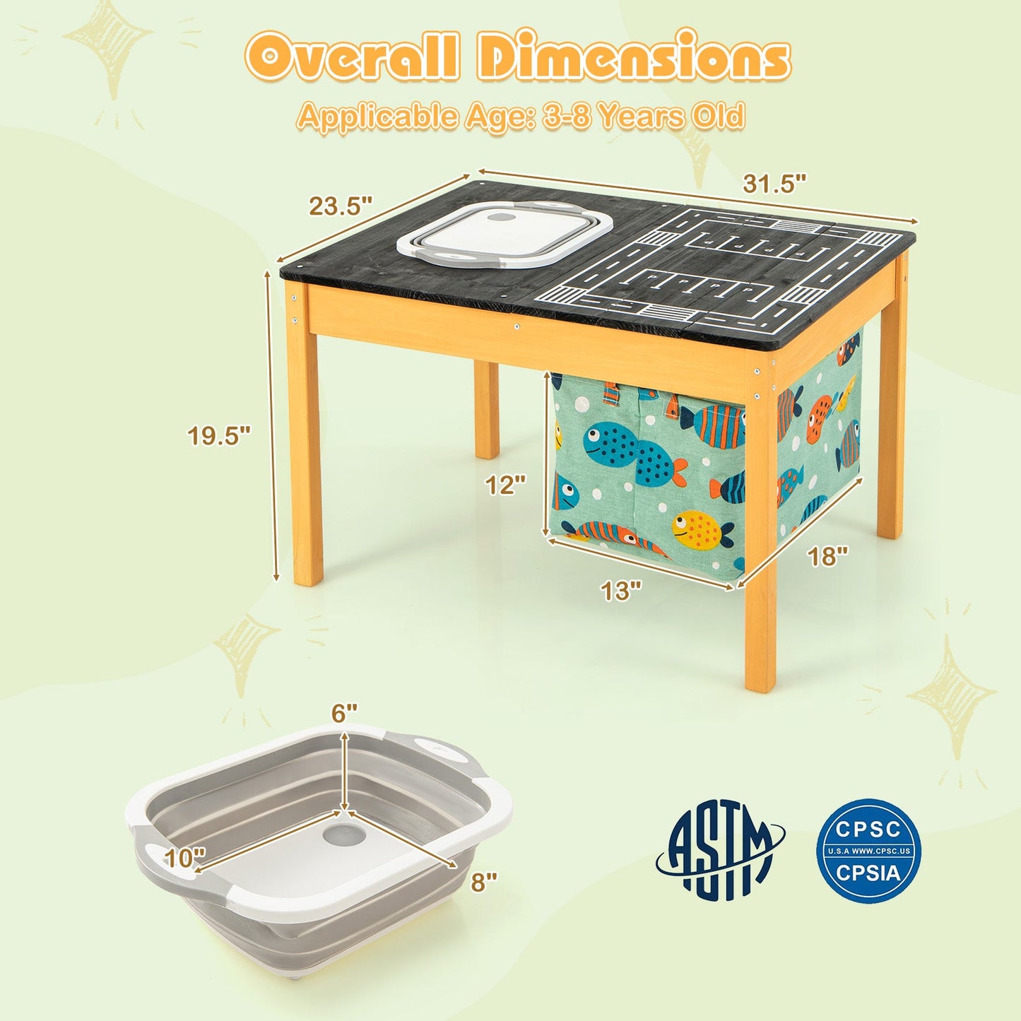 Mesa de Actividades de Arena y Agua para Niños 3 en 1 con Contenedor de Almacenamiento