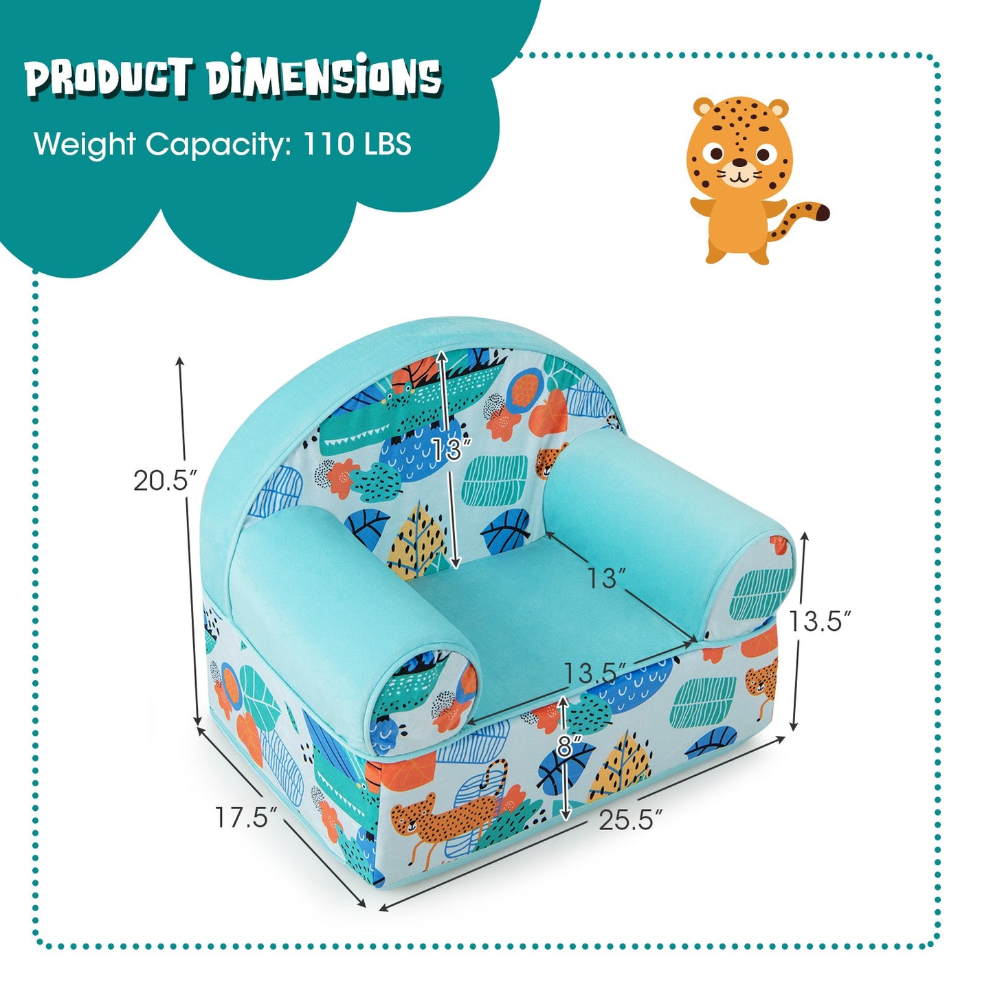 Fauteuil pour enfants avec housse en velours doux - Bleu