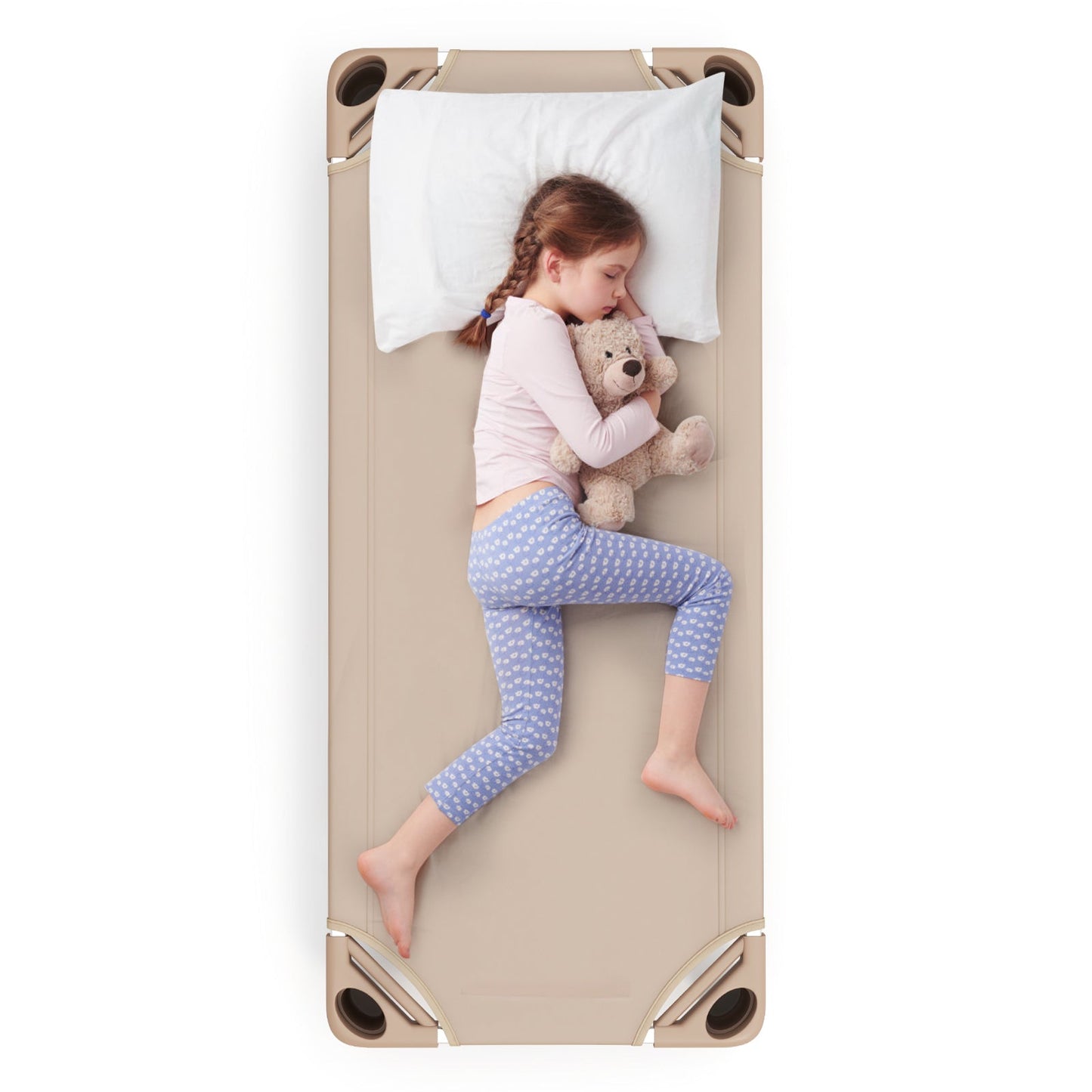 Kids Stackable Daycare Cot Pack of 6 with Detachable Oxford Cloth - Beige