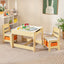 Kids Table and Chairs Set with Storage and Blackboard