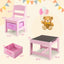 Conjunto de Mesa y Sillas para Niños con Almacenamiento - Rosa