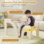 Conjunto de Mesa y Sillas para Niños con Superficie Amplia y Bordes Curvados - Blanco