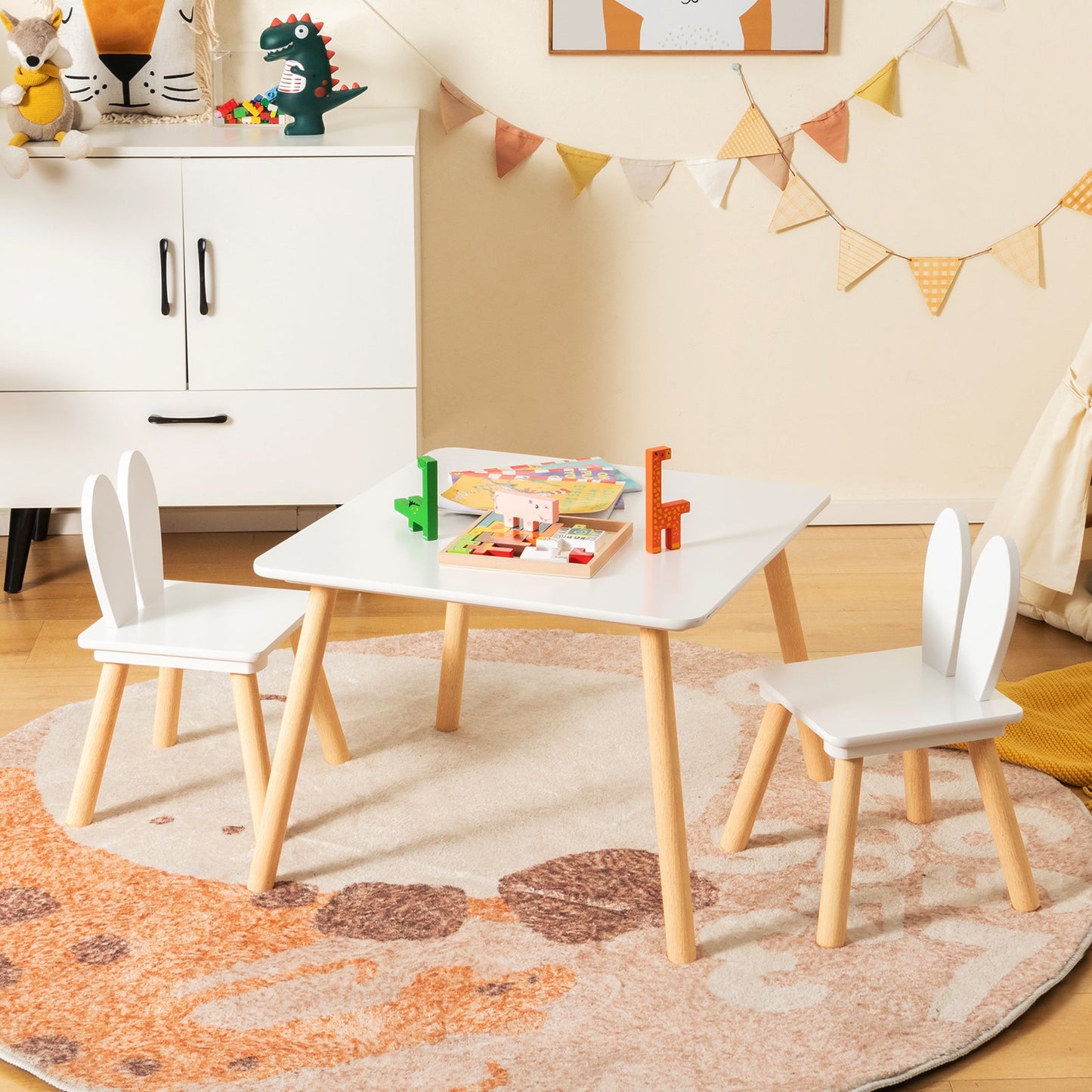 Ensemble de table et chaises pour enfants 3 pièces - Blanc