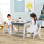 Kid's Table and Chairs Set with Double-sided Tabletop - Gray