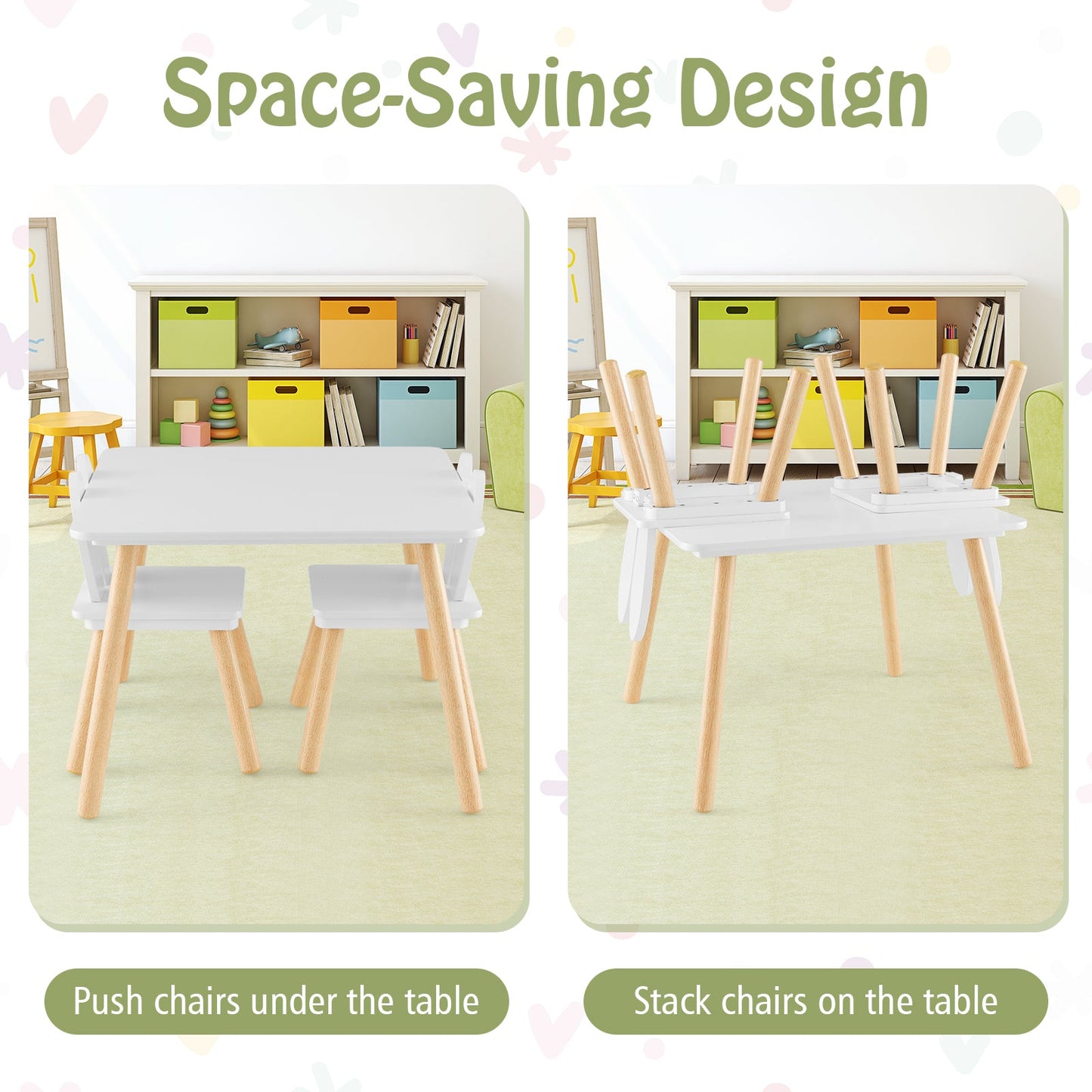 Ensemble de table et chaises pour enfants 3 pièces - Blanc