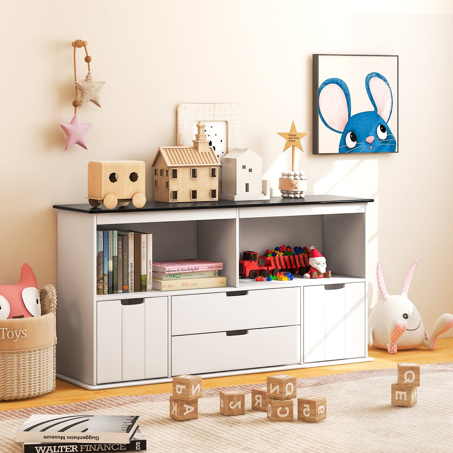 Kids Toy Storage Organizer with Blackboard Top - 4 Drawers