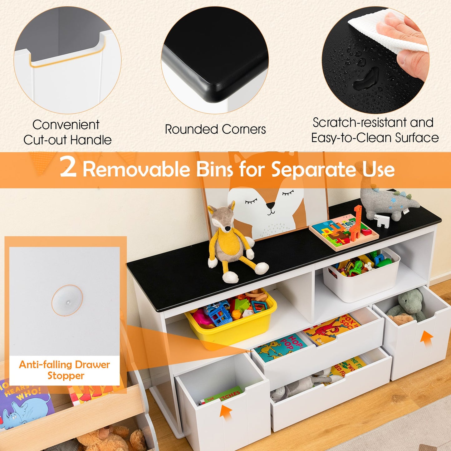Kids Toy Storage Organizer with Blackboard Top - 4 Drawers