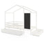 Lit jumeau pour enfants avec 2 tiroirs et tableau noir - Blanc
