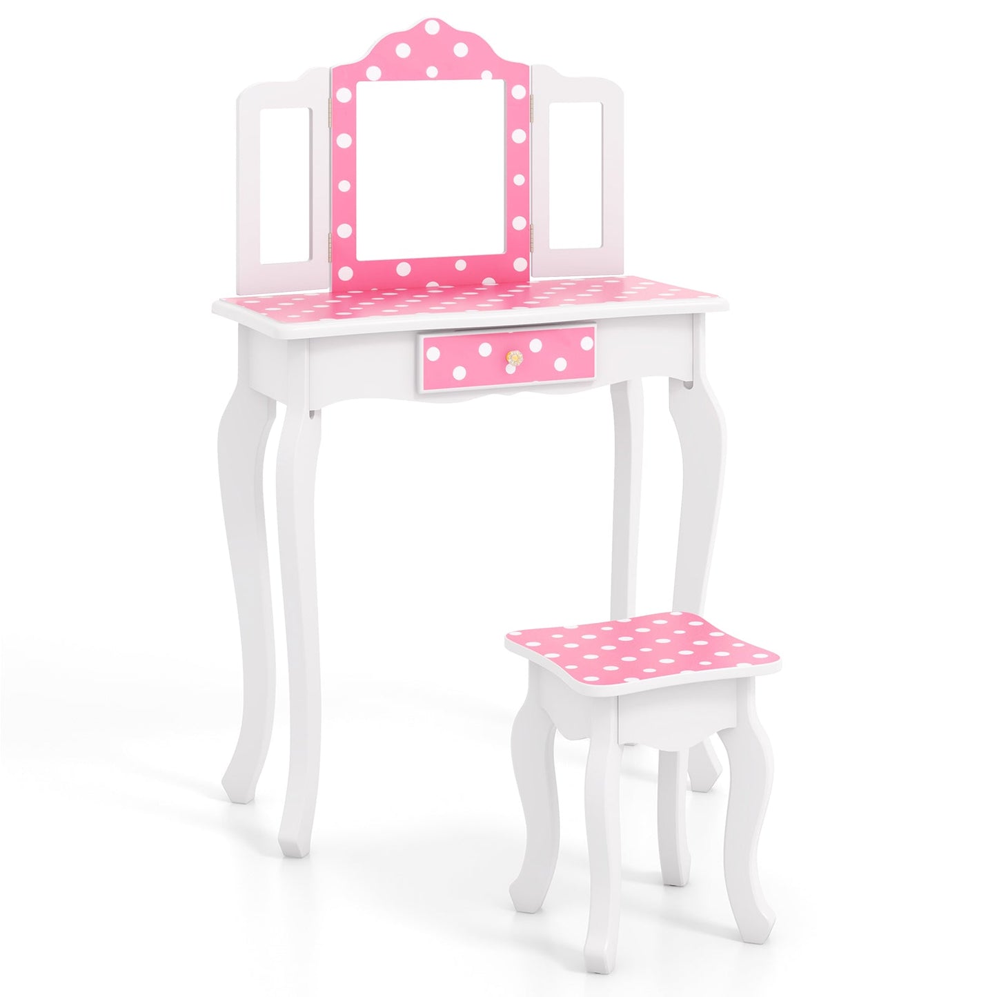 Table de maquillage de princesse pour jeu de rôle - Pois roses