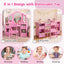 Kids Vanity Table and Chair Set with Removable Mirrors - Pink