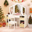 Kids Vanity Table and Chair Set with Mirrors and Storage - White