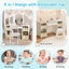 Kids Vanity Table and Chair Set with Mirrors and Storage - White