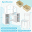 Kids Vanity Table and Chair Set with Mirrors and Storage - White