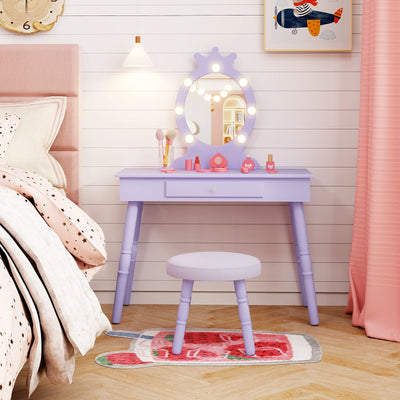 Gbruno Kids Vanity Set with Lighted Mirror - Purple