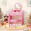 Conjunto de Tocador para Niños con Espejo - Escritorio y Silla de Maquillaje Princesa - Rosa