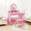 Conjunto de Tocador para Niños con Espejo - Escritorio y Silla de Maquillaje Princesa - Rosa