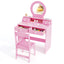 Conjunto de Tocador para Niños con Espejo - Escritorio y Silla de Maquillaje Princesa - Rosa