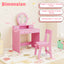 Conjunto de Tocador para Niños con Espejo - Escritorio y Silla de Maquillaje Princesa - Rosa