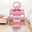 Conjunto de Tocador para Niños con Espejo - Escritorio y Silla de Maquillaje Princesa - Rosa