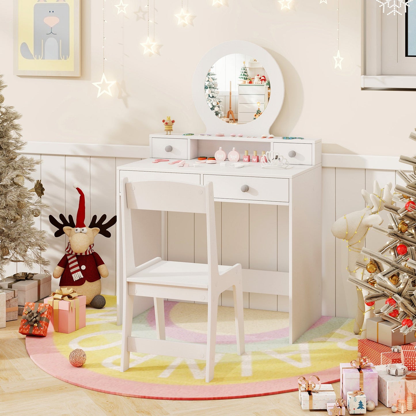 Ensemble de coiffeuse pour enfants avec miroir - Princesse blanche