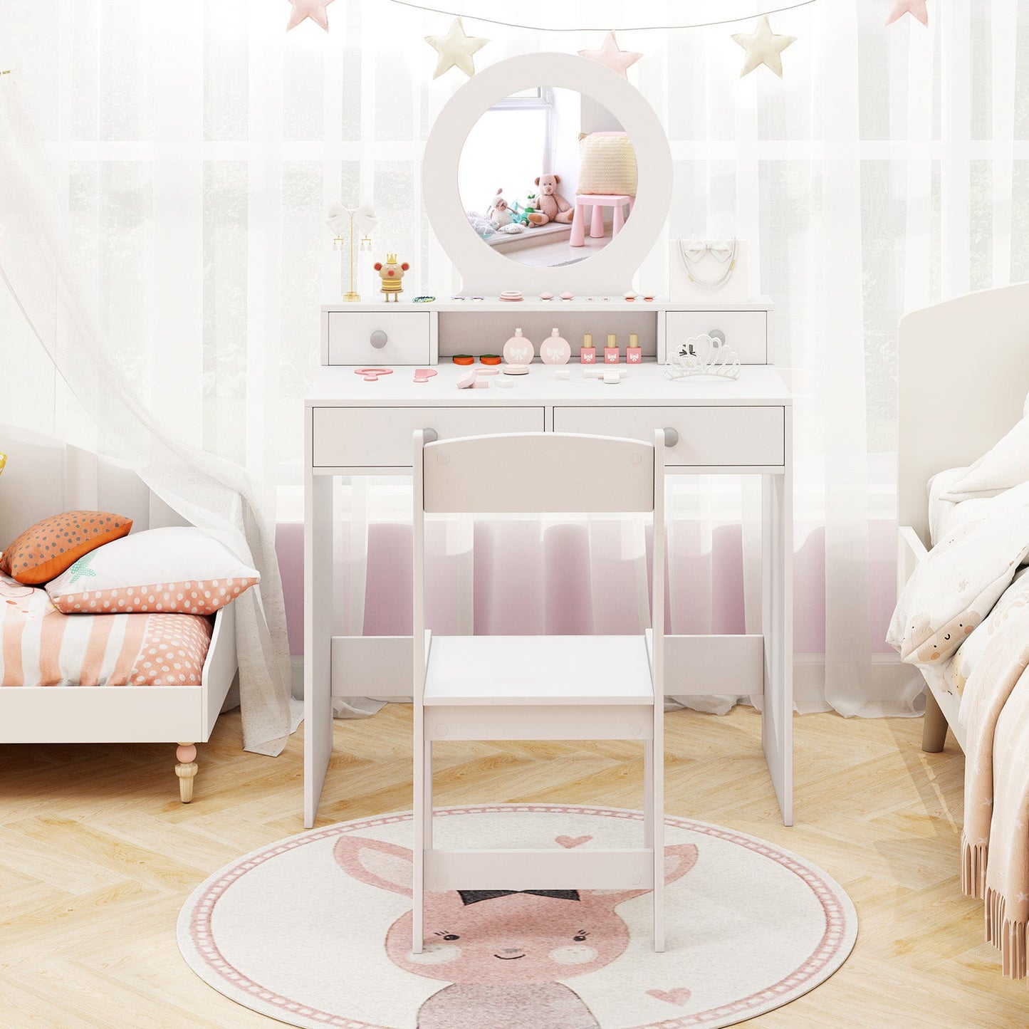 Ensemble de coiffeuse pour enfants avec miroir - Princesse blanche