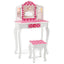 Kids Pink Polka Dot Vanity Table and Stool Set