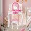 Kids Pink Polka Dot Vanity Table and Stool Set