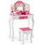 Kids Pink Polka Dot Vanity Table and Stool Set