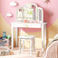 Conjunto de Tocador para Niños con Espejo Triple Plegable - Blanco